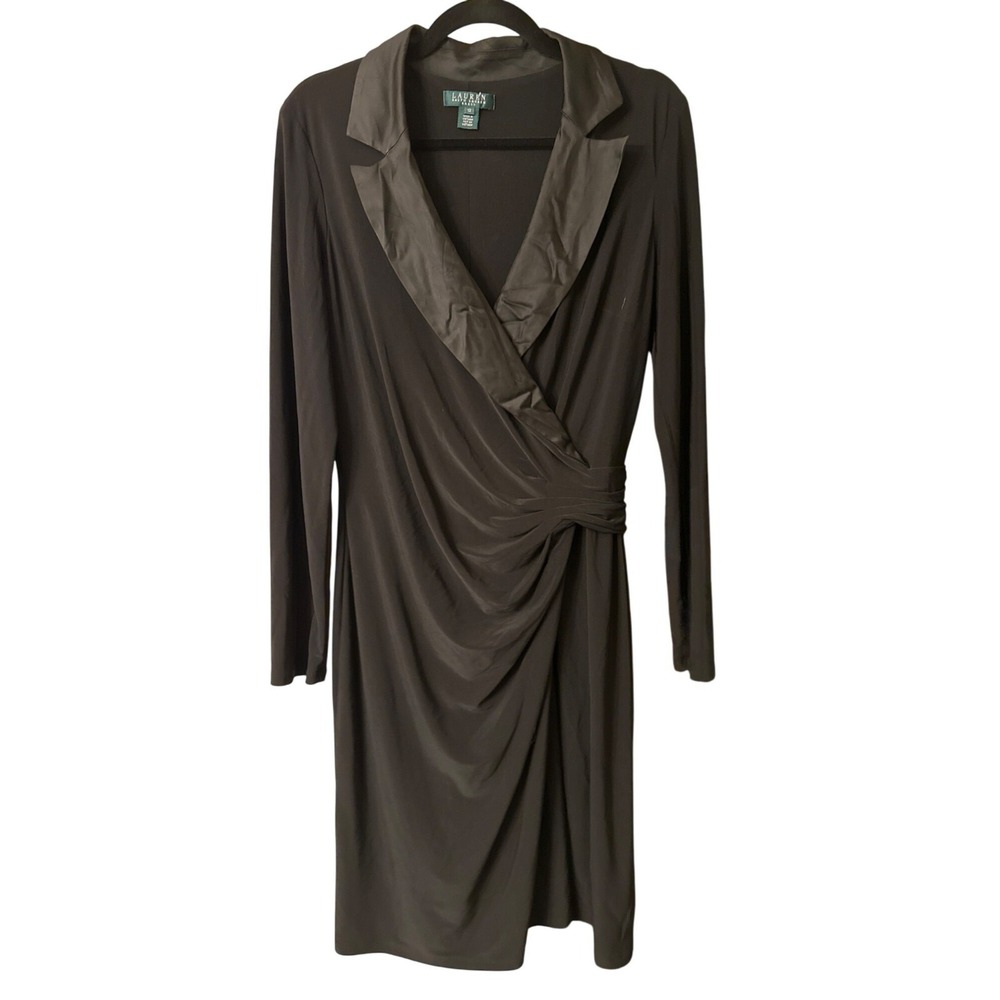 Lauren Ralph Lauren‎ Black Long Sleeve Dress Size 12 Polyester & Elastane Blend